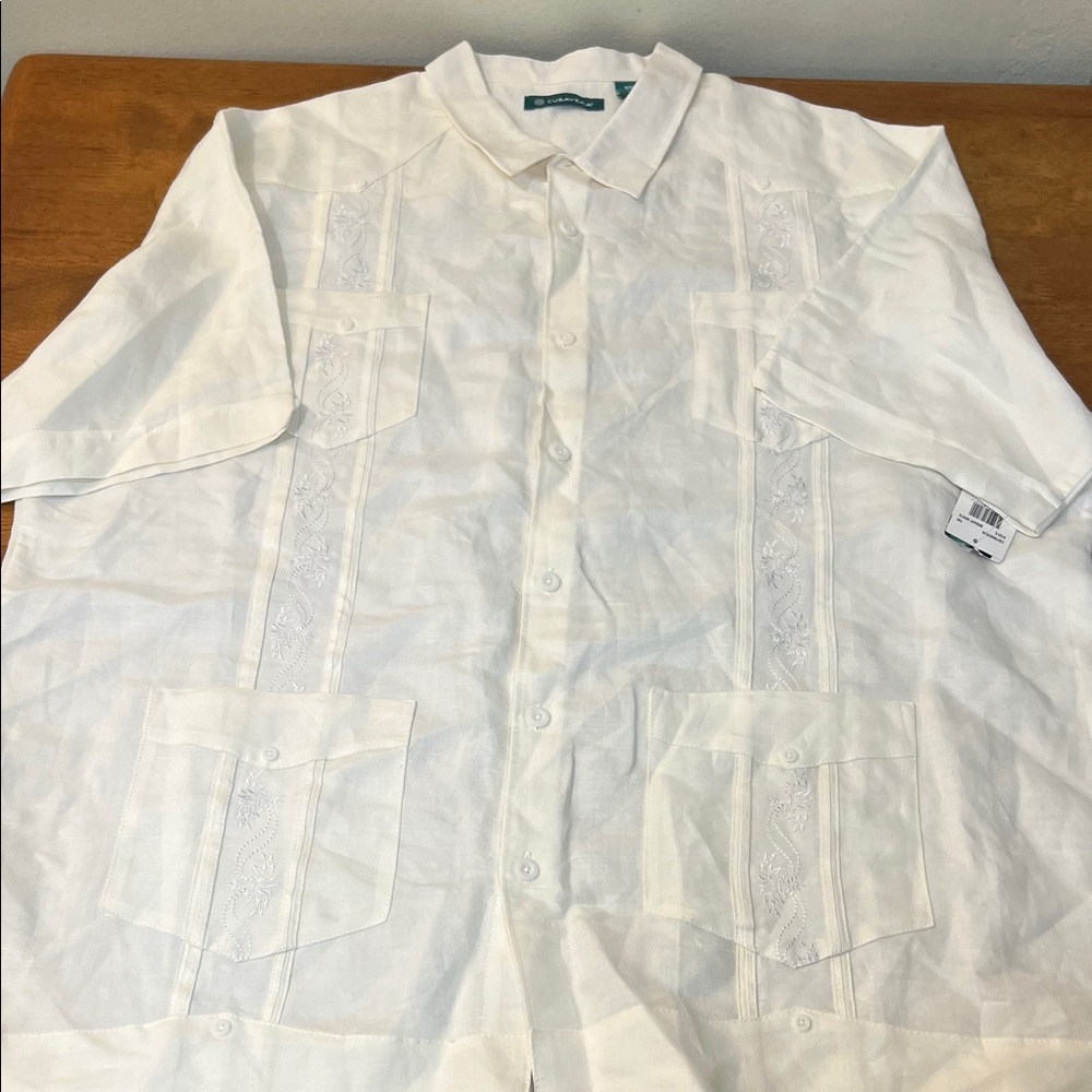Cubavera Cream Short-Sleeve Guayabera-Style Shirt Size XXL